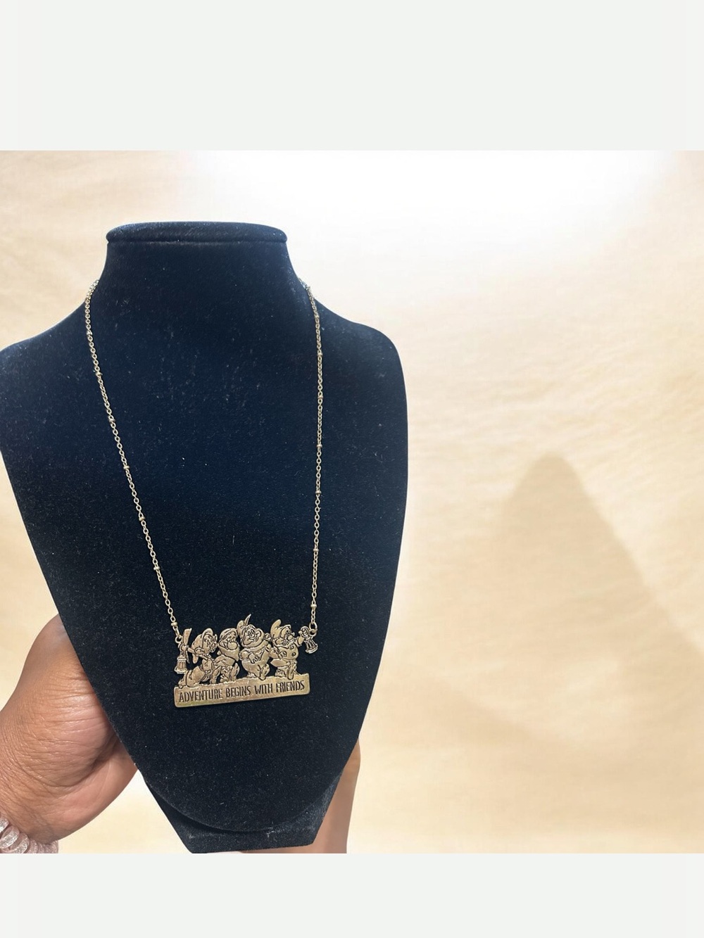 Disney Gold-Tone 'Adventure Begins With Friends' Pendant Necklace